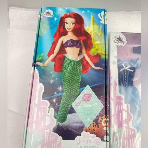 DISNEY STORE PRINCESS ARIEL CLASSIC DOLL W/ DOLL BRUSH & ACCESSORY PACK SET - Picture 9 of 9